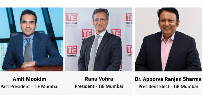 Amit Mookim, Past President -TiE Mumbai, Ranu Vohra, President -TiE Mumbai and Dr. Apoorva Ranjan Sharma, President Elect- TiE Mumbai