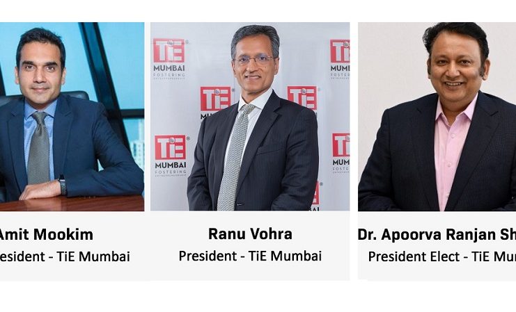 Amit Mookim, Past President -TiE Mumbai, Ranu Vohra, President -TiE Mumbai and Dr. Apoorva Ranjan Sharma, President Elect- TiE Mumbai