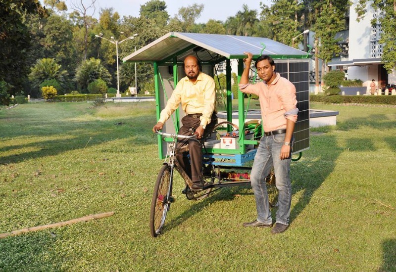 Sibnath Maity with his portable solar pump